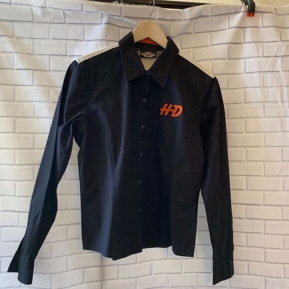 Harley Davidson Black Button Down Shirt Size L - Picture 4 of 4